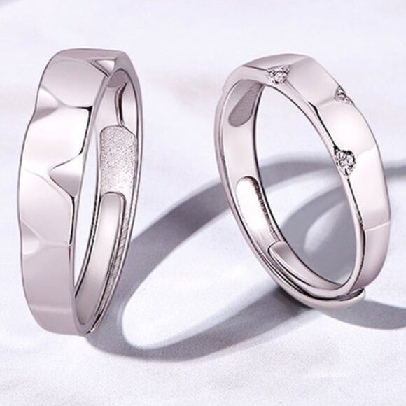 Two Adjustable sterling silver Rings, 925 stamp, Couples rings, His & Hers set - Picture 2 of 4